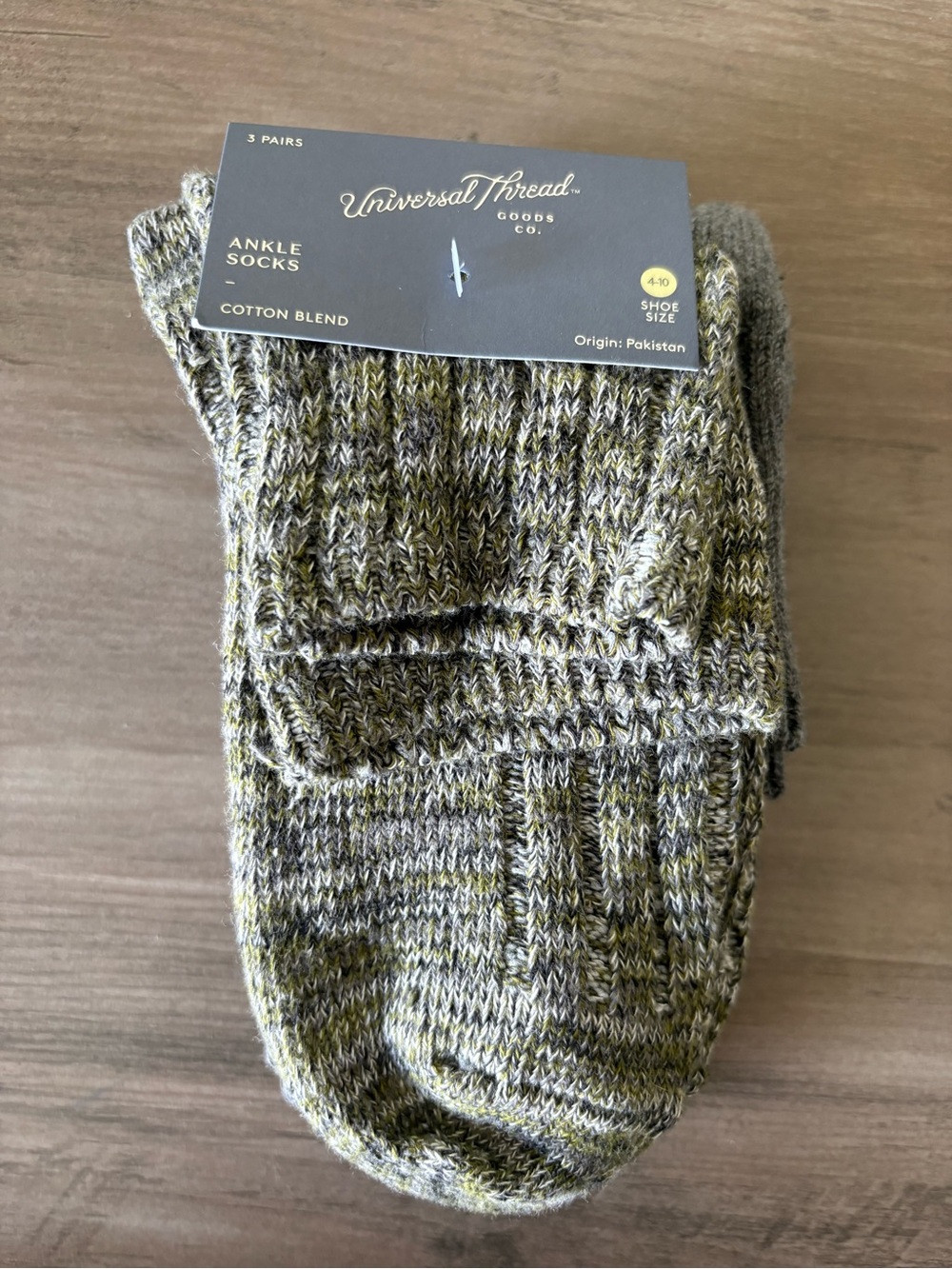 Universal Thread Green/Gray Marled Ankle Socks - 3 Pack